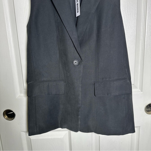 Steve Madden Womens Medium Vest Black Blazer Pockets Sleeveless Lined Midweight - Picture 4 of 11